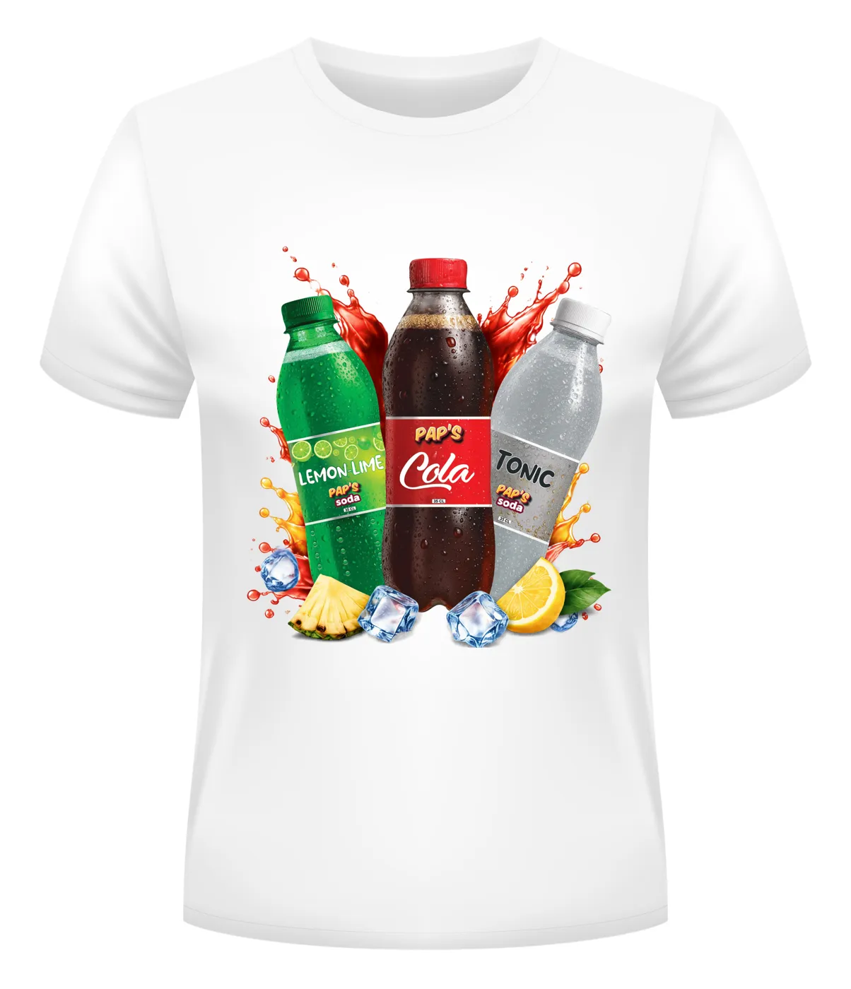 PAP'S Soda – T-shirt des sodas Lemon-Lime, Cola et Tonic