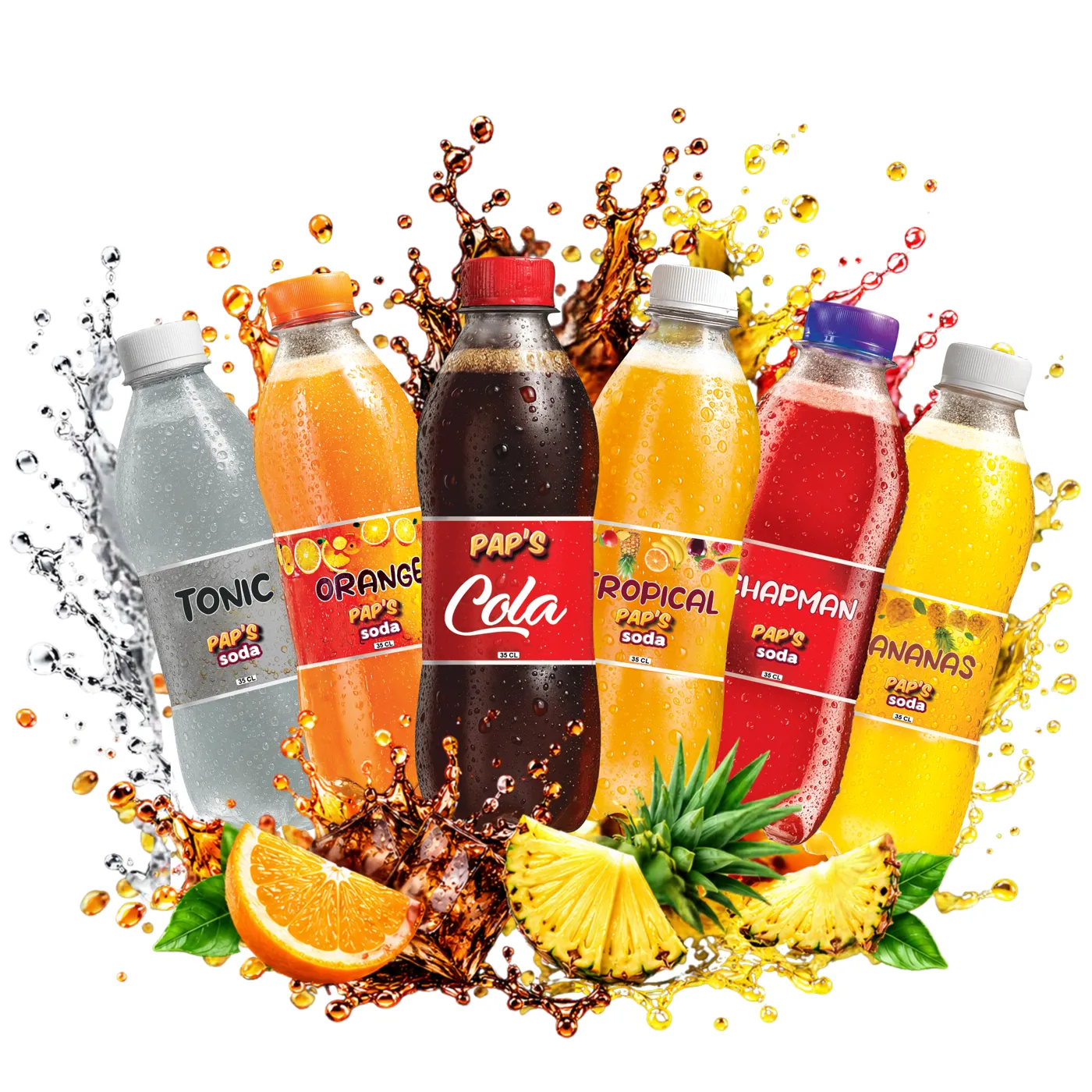 PAP'S Soda – Visuel de la gamme, six parfums